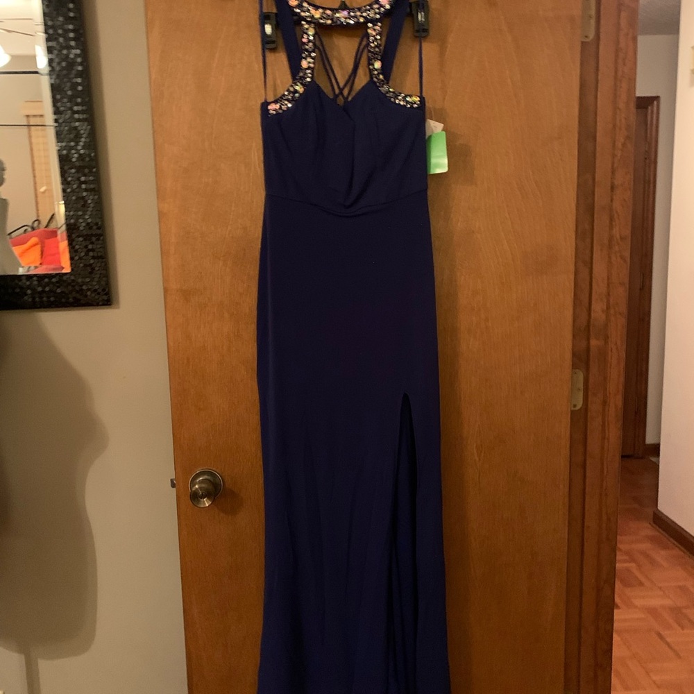 Elegant Navy Blue Sleeveless Special Occasion Dress